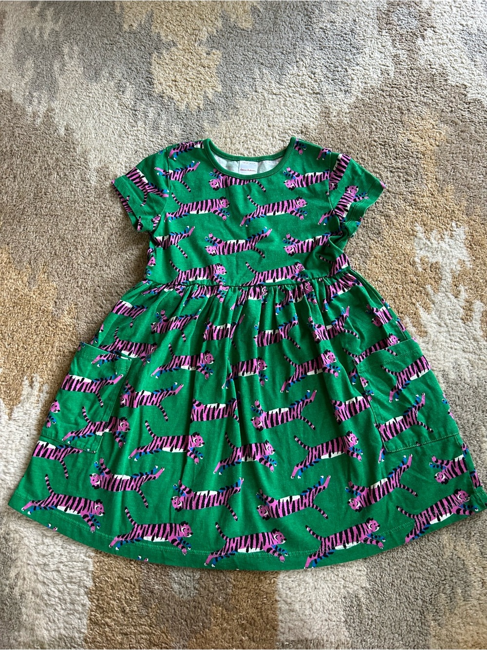 Hanna Andersson Tiger Print Cotton Dress Sz 6-7 Excellent Condition!